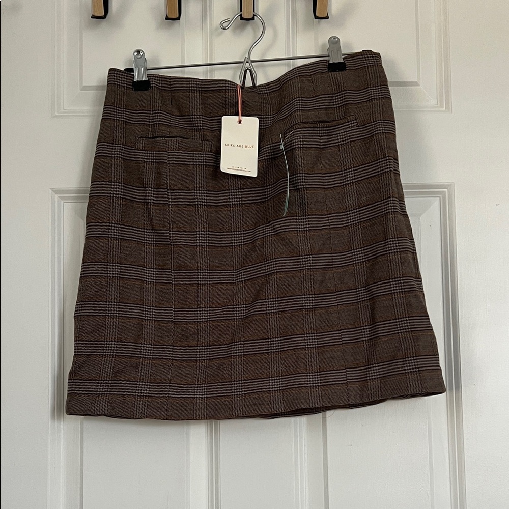 Skies Are Blue Brown Plaid Mini Skirt